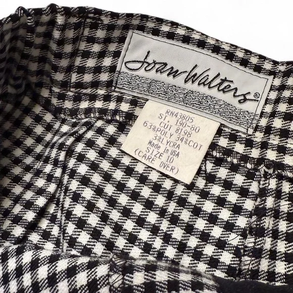 NWT Joan Walters Black and White Checkered Pants - Size 10 - Picture 5 of 7